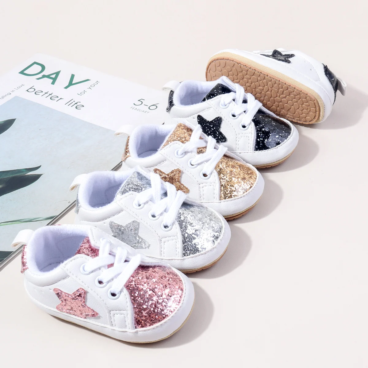 Bling Design Baby Toddler Sport Unisex Shoes Baby Walking Shoes TPR Anti-slip Outsole supplier