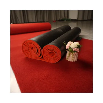 Hot selling outdoor wedding red carpet Hotel anti-slip PVC backing red carpet for office with flowers