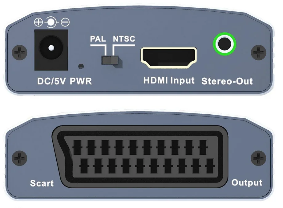 HDMI to Scart+Stereo Converter Support  480i/576i/480p/576p/720p/1080i/1080P/4K Resolution for NTSC PALplay New