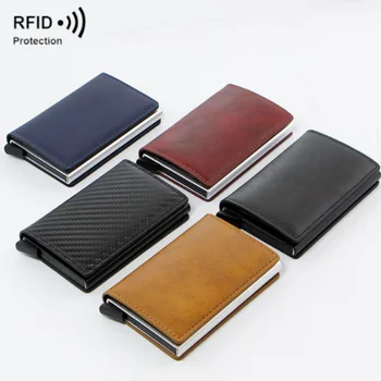 Card Holder Case Minimalist Women Men Business Credit Card Holder With Pu Leather Rfid Blocking