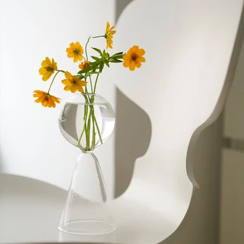 56H Creative Flower Pot Arrangement Vase Dried Flower Decoration Transparent Flower Vase Anisotropic Glass Vase