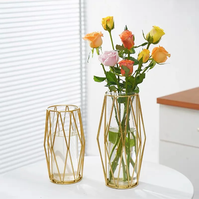 Decoration Wholesale Outdoor Metal Vases Gold Color Big Table