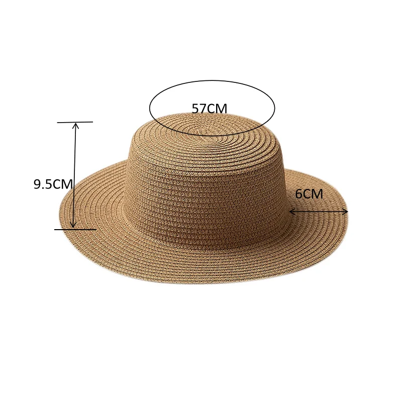 Private Logo Flat Top Raffia Straw Hat For Men Women Outdoor Sun Hat ...