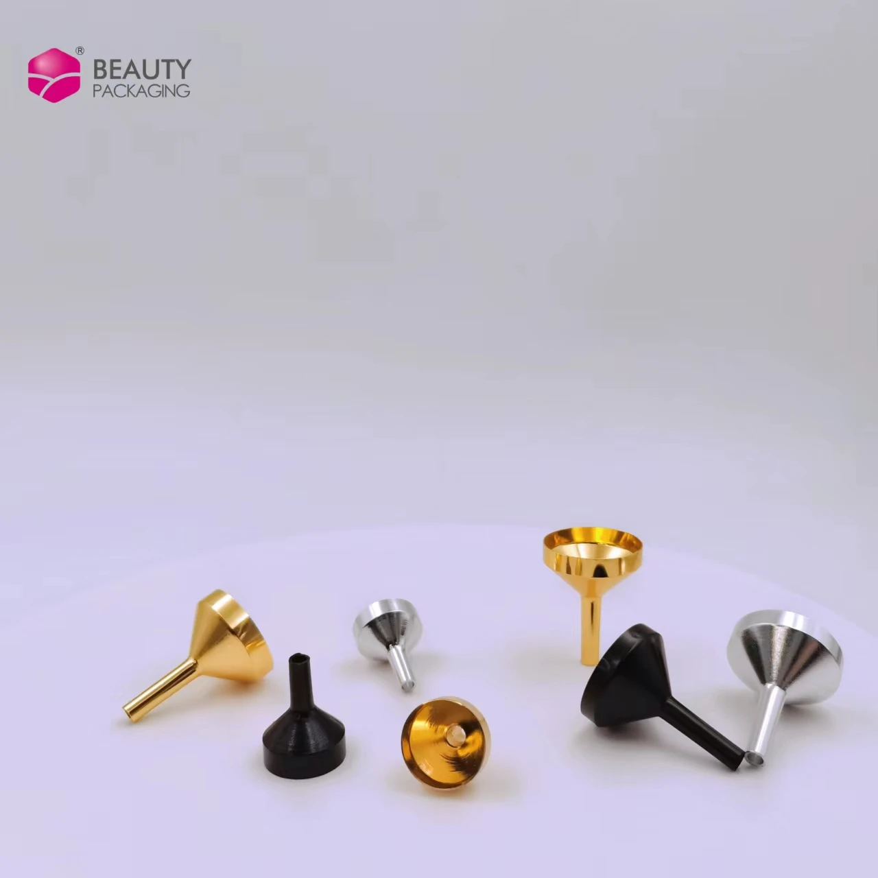 Wholesale in Stock Mini Perfume Refill Gold Silver Black Aluminum Metal Funnel