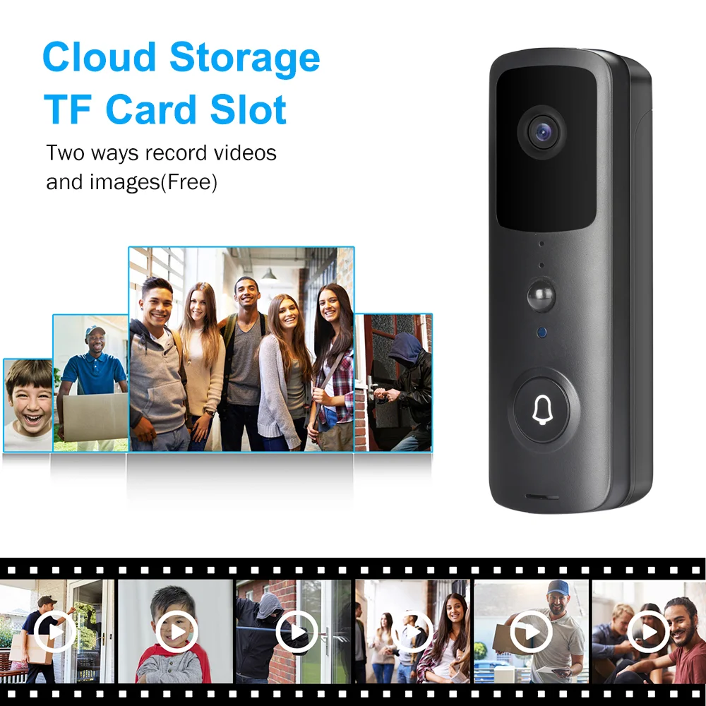 WiFi Video Doorbell 1080P Wireless Smart Door Bell Camera 2-Way Talk PIR Motion Detection Night Vision TuyaSmart APP