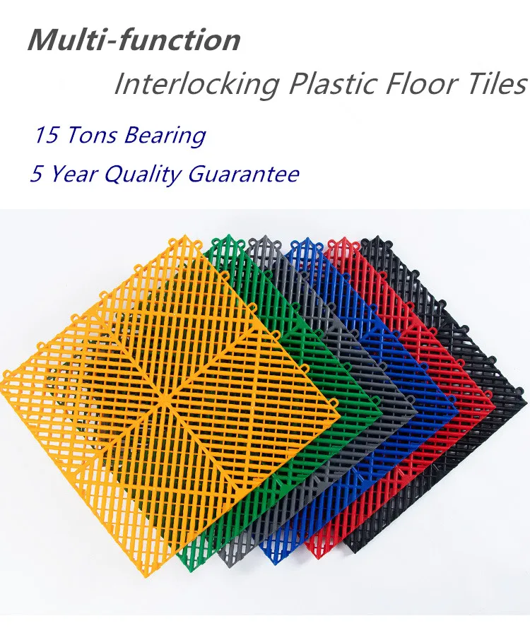 Interlocking plastic floor grid tiles sheets