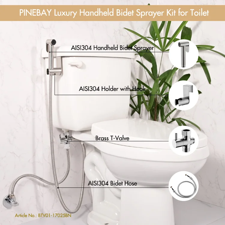 Pinebay Luxury Handheld Bidet Sprayer Set Stainless Steel 304 Design