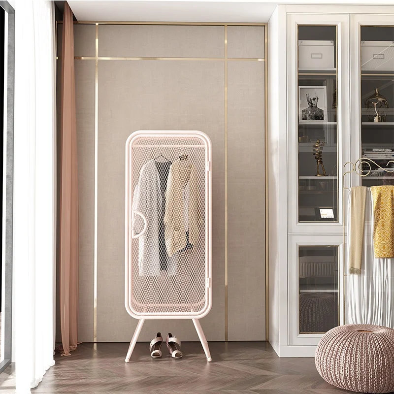 2021 Modern Hanging Storage Bag Interlayer Drawer Custom Walkin pink 2 Door Metal Organize Wardrobe