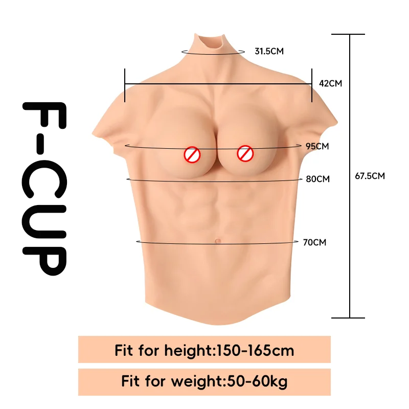 F Cup Size Simulation Fake Boobs Realistic Artificia Silicone Muscle Chest With False Sexy Breast for Drag Queen CD Men to Women