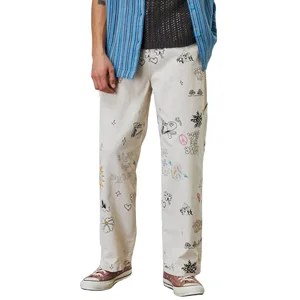 Custom Graffiti Print Men Pants Loose Straight Leg Streetwear Cargo Pant for Mens
