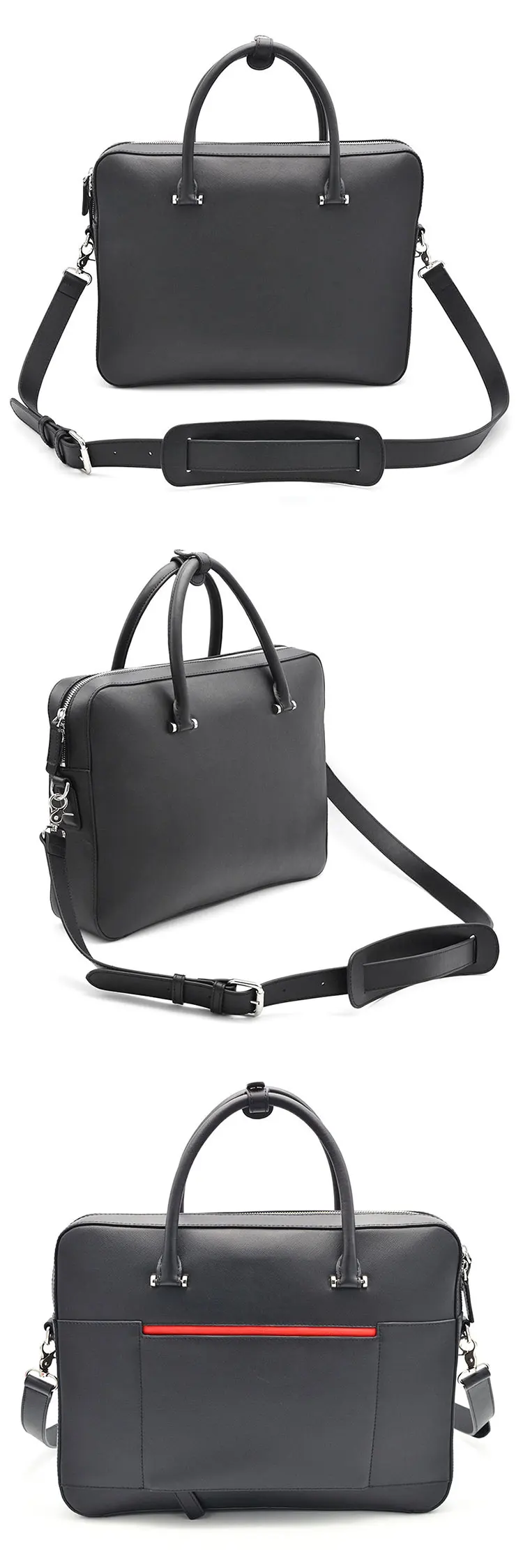 Luxury Saffiano Genuine Leather Laptop Briefcase Business Office Men