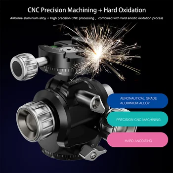 Head Rotating Tripod Head Pan Tilt Camera Mount Rotation Panoramic Geared Tripod Heads,10kg Load Capacity for DSLR BFC-01A+ detail image