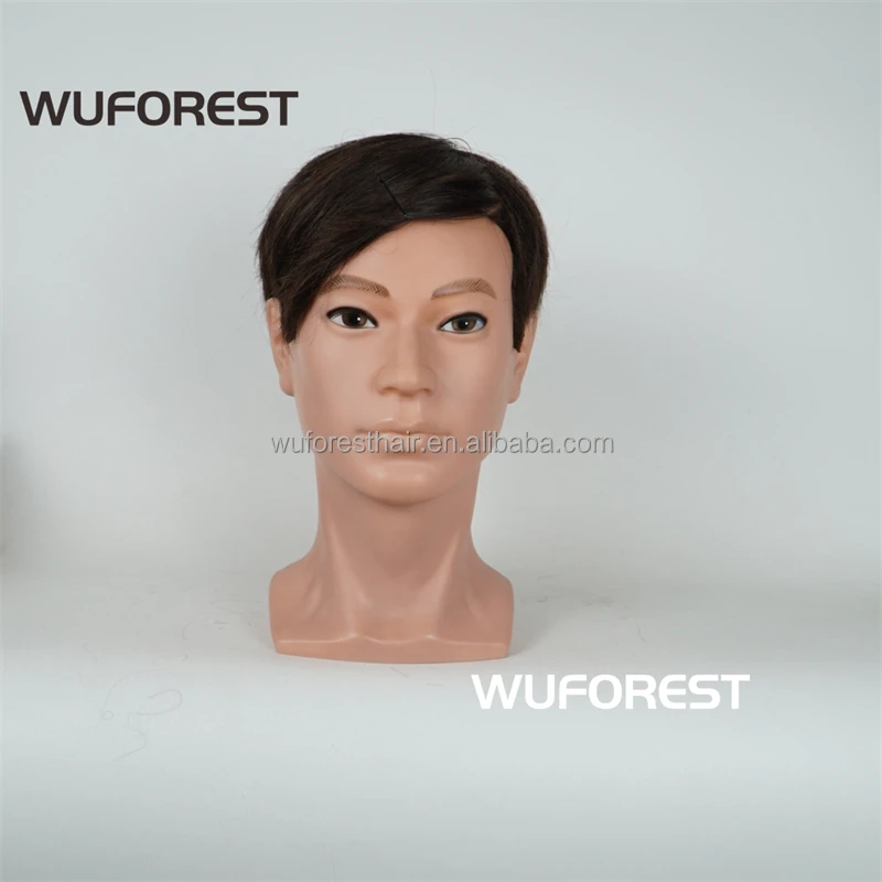 Wuforest Human Hair Mannequins Doll Heads With Face Barber Student