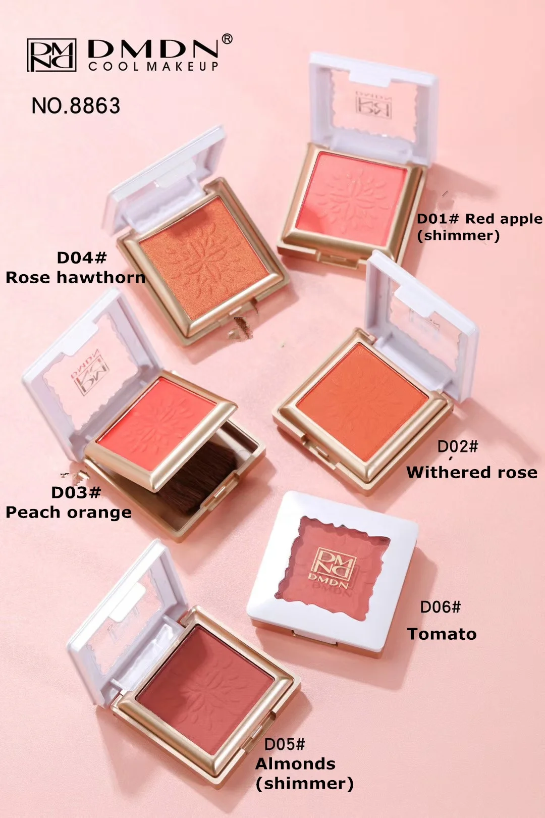 Kaqili Макияж Румяна с высоким пигментом шесть цветов Пудра Мерцающие для