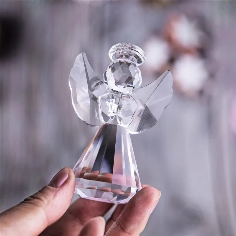 product wholesale cartoon crystal angel figurines custom swarovski mini guardian angel character home decor luxury figurine gift for kid-15