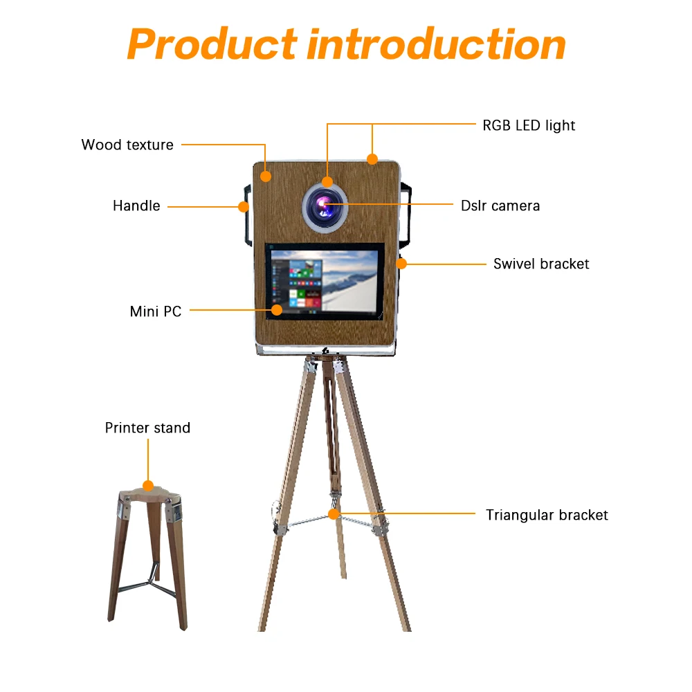 New Arrival Wooden Style Photo Booth Vintage Wooden Grain Photo Booth