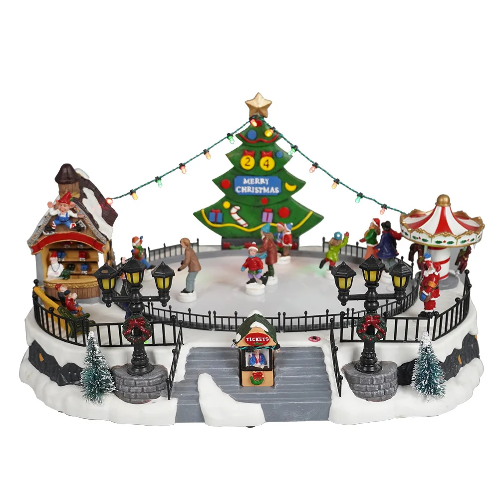 Christmas Village with Ice Rink for Interior Decoration