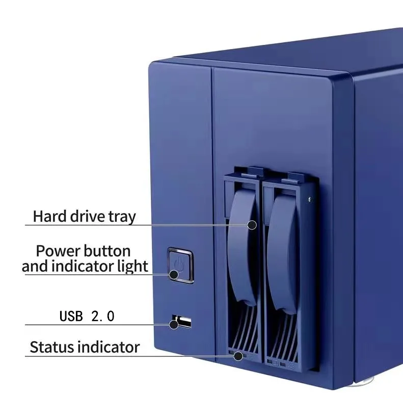 Sale Intel Celeron J4125 CPU 4*2.5GBE NS-202 NFS Network Data Cloud Disk Station 2 Bay Chassis NAS Tower Server Storage Server