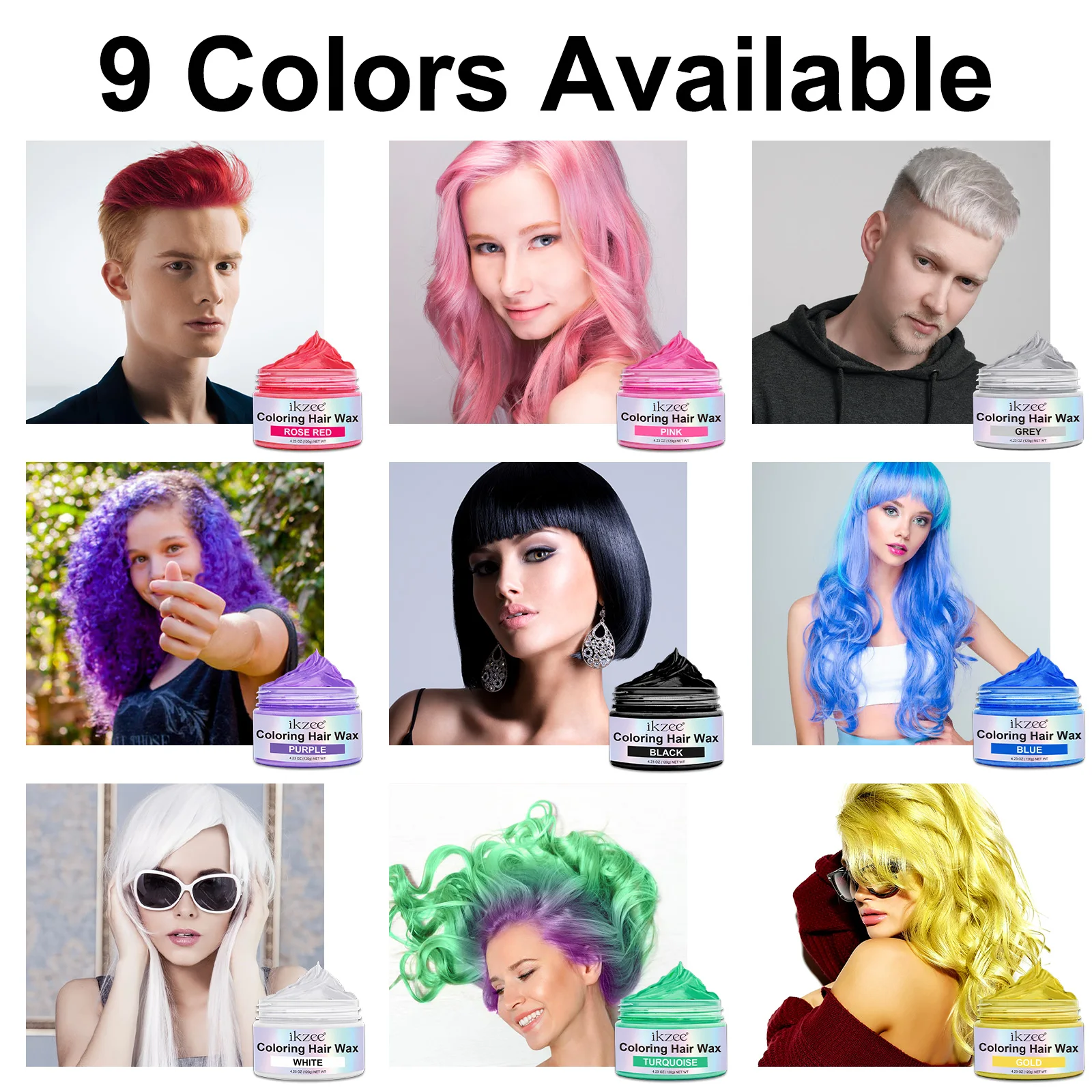 Ikzee Dye Styling Temporary Hair Color Wax - Safe & Organic