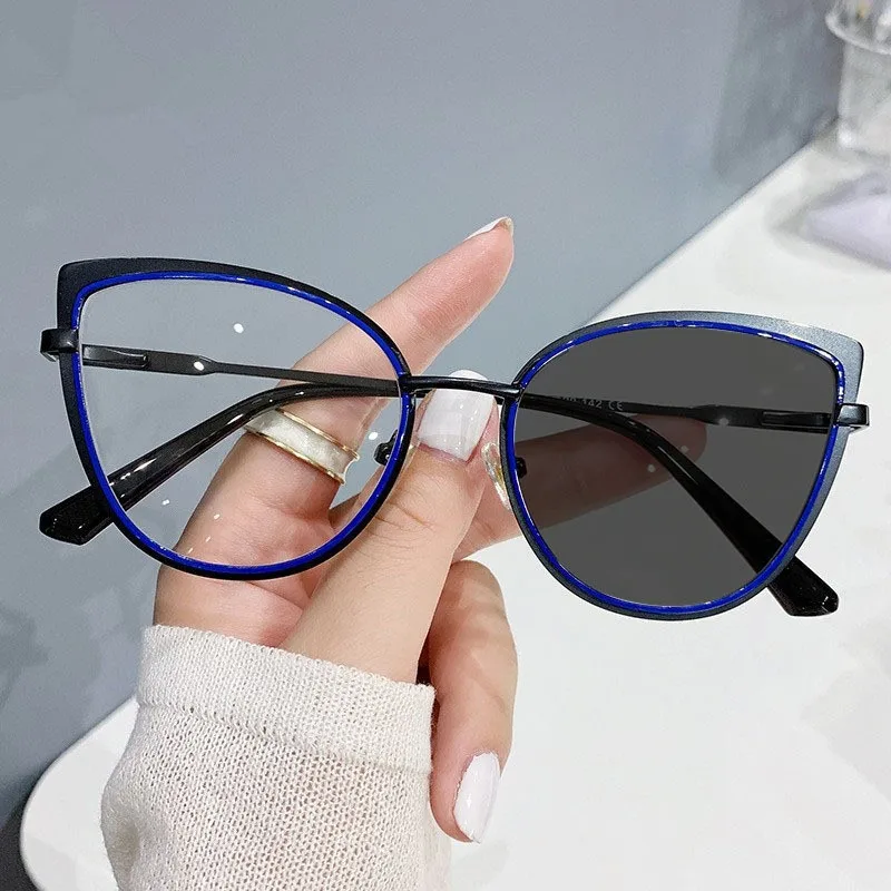 Retro Decorative Cat Eye Sunglasses Photochromic Lenses  display picture 2