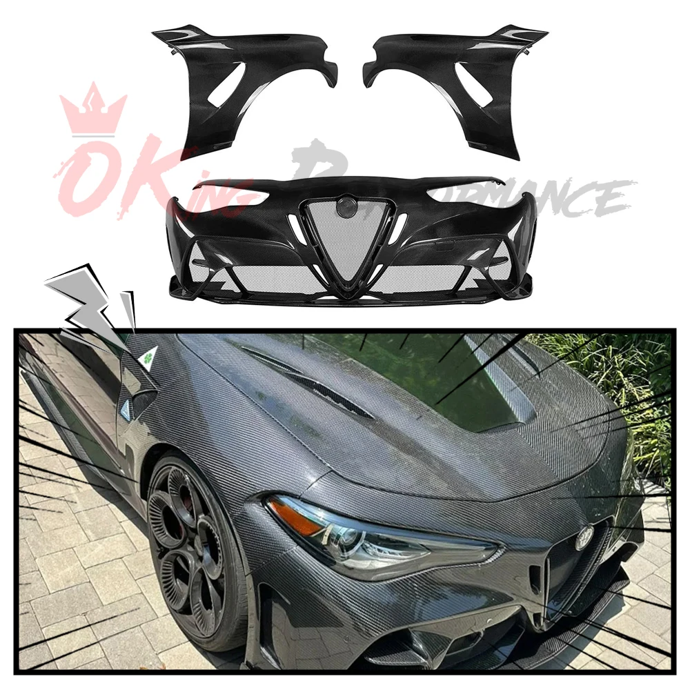 Giulia Gtam Widebody Style Carbon Fiber Front Bumper Fenders For Alfa Romeo Giulia