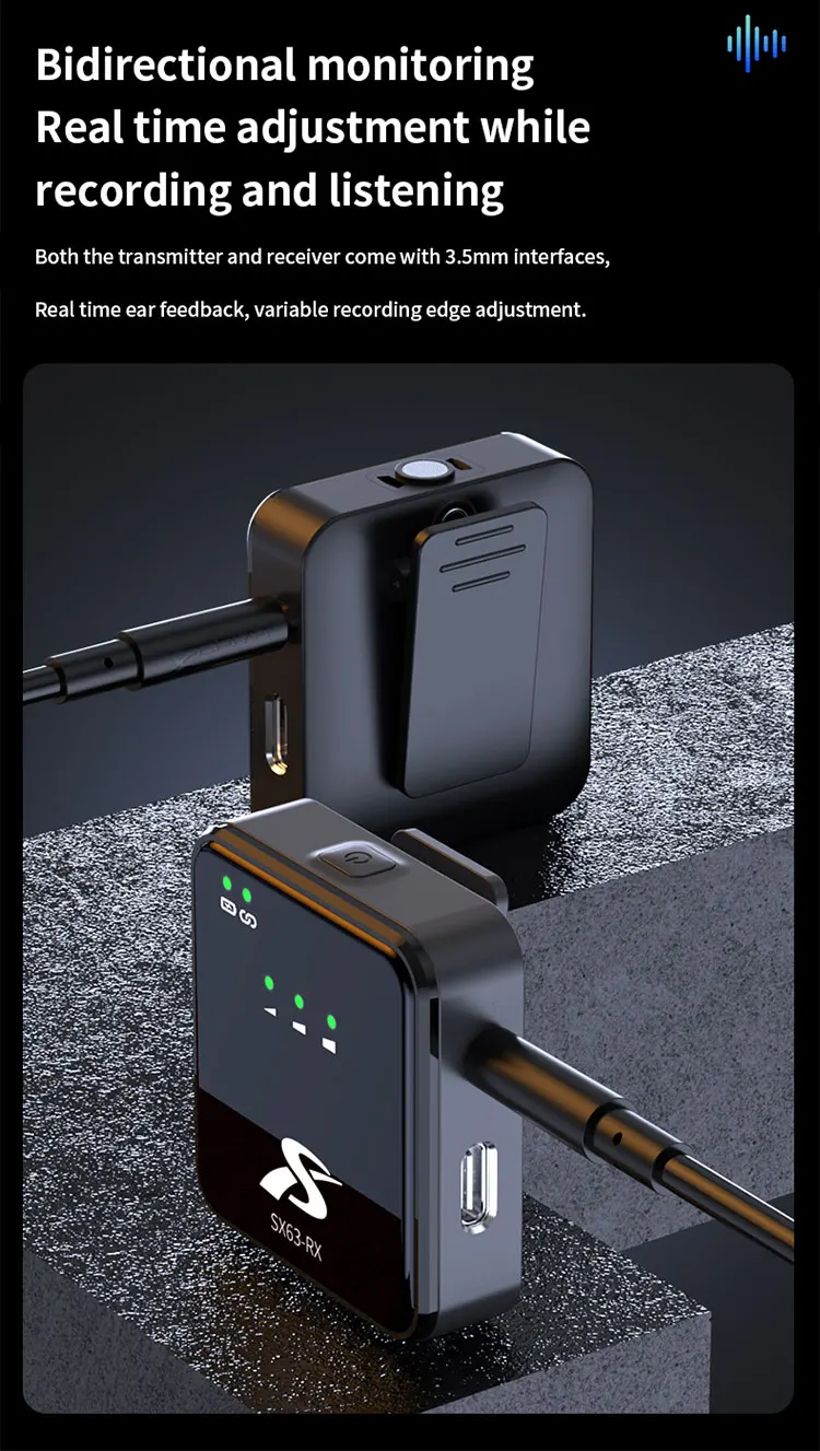 SX63 Collar Wireless Mic Portable Live Streaming Lavalier Mini Lapel Microphone With Charging Case For Mobile Cell Phone Iphone