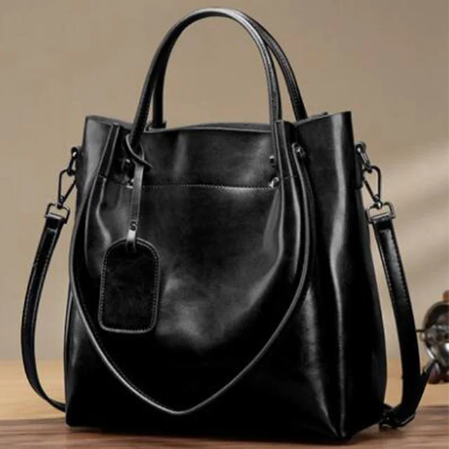High Capacity Oil Wax Leather Women Tote Bag Ladies Handbag Hand Bags ...