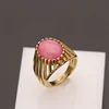 Anello in pietra in acciaio inossidabile dorato