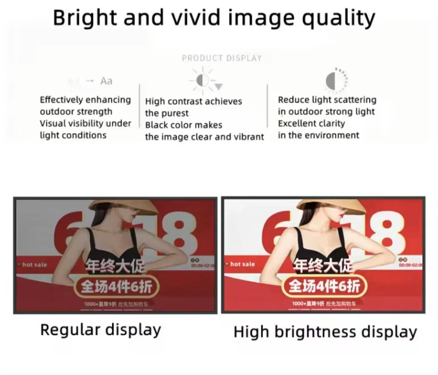 High Quality 32 Inch Commercial LCD Display Panel Window Advertising Signage Hanging for Mall Use High  brightness LCD display manufacture