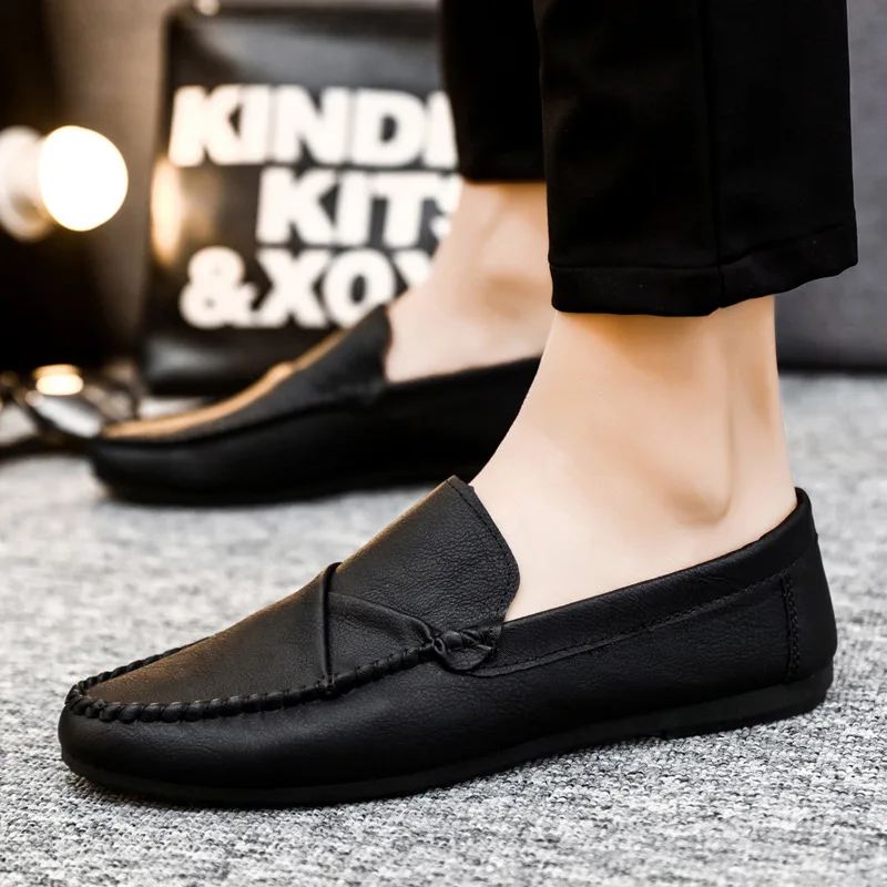 Mocassins Homme Cuir Souple Confort Été - Chaussures Basses Enfilage Décontractées Respirantes Semelle Flexible