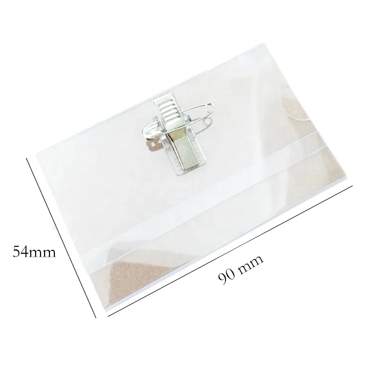 91x62mm / 90x54mm Pin Clip Name Badge Tag Holder Clear Soft Pvc Id Card ...