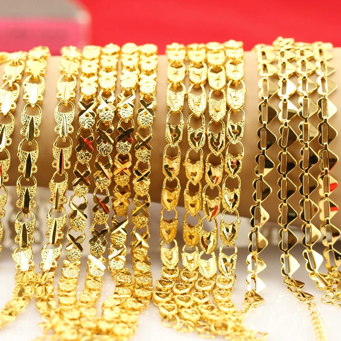 Wholesale 24k Gold Plated Copper Heart Clover Bracelet Women Trendy Gold Chain Bracelets Jewelry