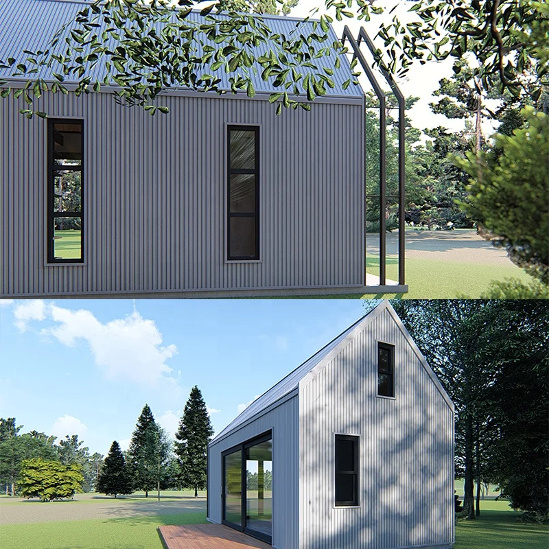 High Insulation Value Earthquake Resistant SIP Panel House Shell Kit Package China Manufacturer Prefab House Villa Cafe Home