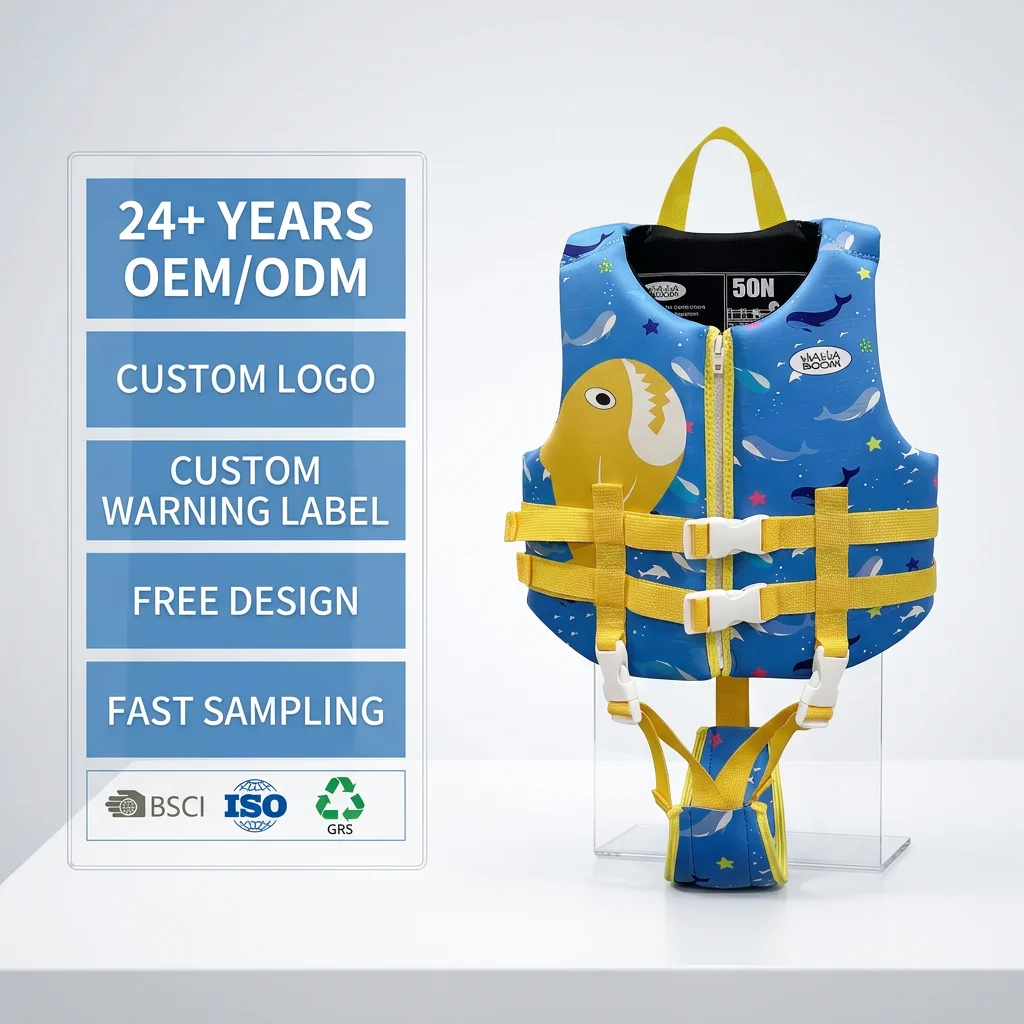 Free Sample Cute Cartoon Animal Swimsuit Children's Neoprene Buoyancy Vest Kid's Life Jacket for Drifting Outdoor Activity
