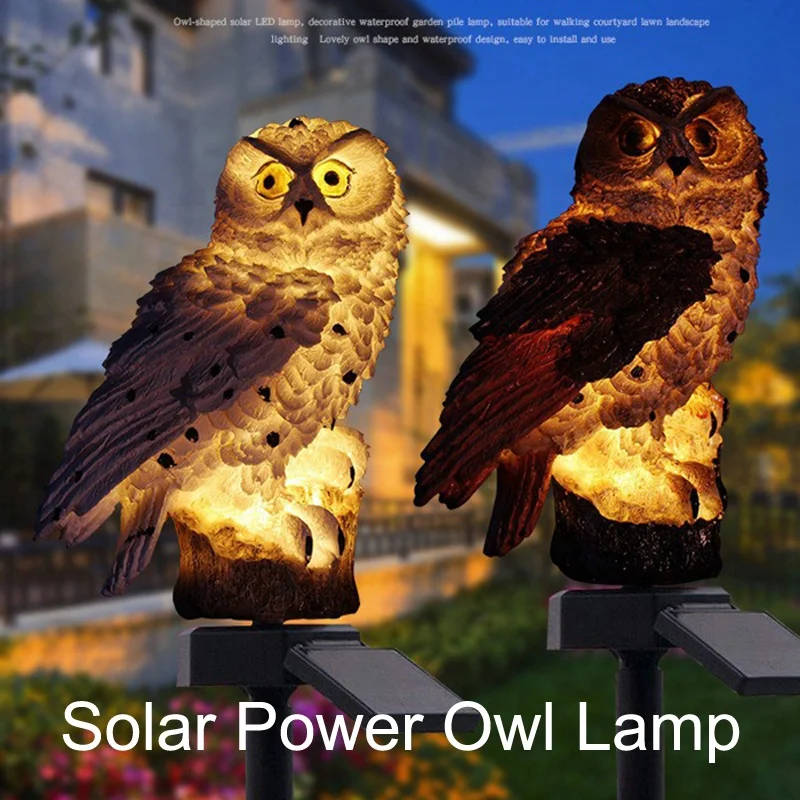 Outdoor Solar Power Garden Lights Owl Decor Path Lawn Yard LED Light Waterproof 