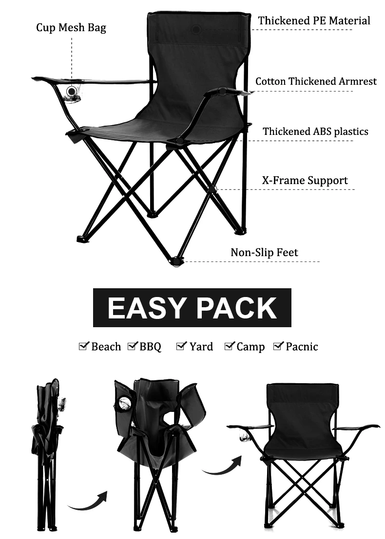 Custom Design Logo Printed Outdoor Beach Chair Portable Backpack Chair