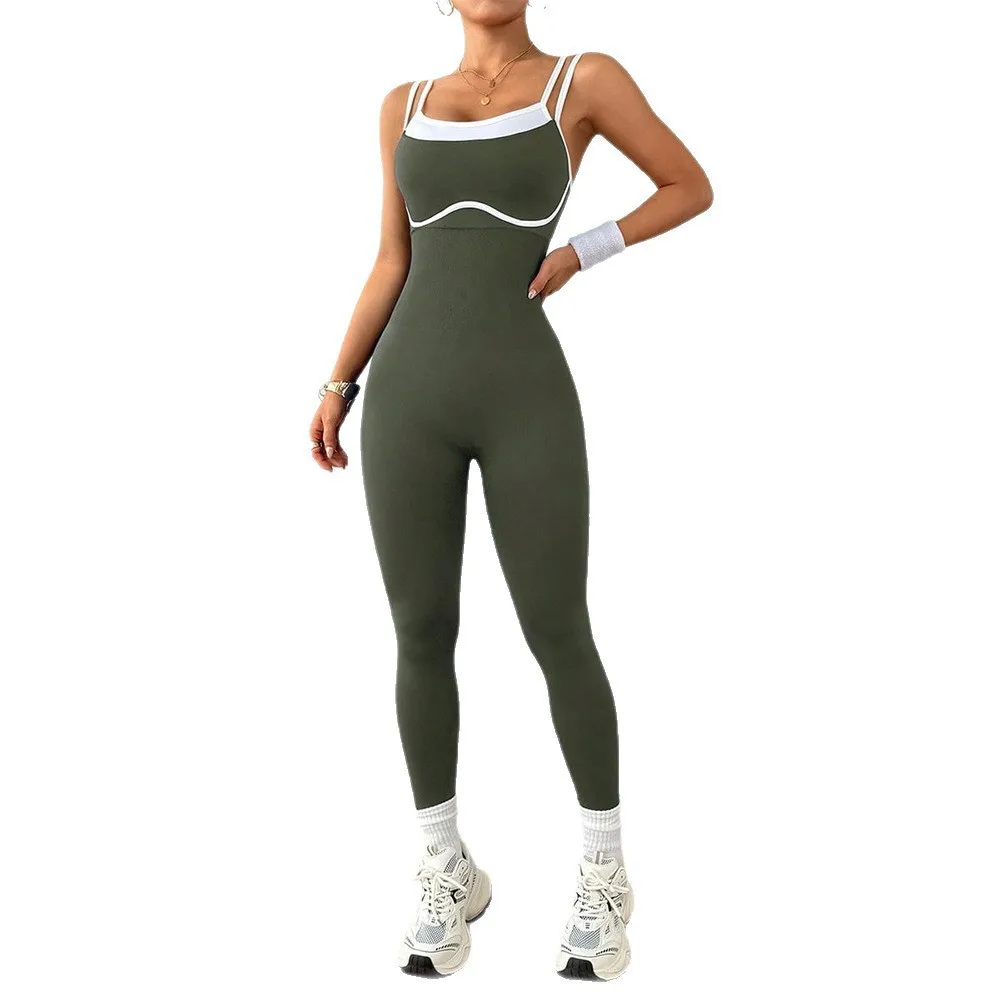 Quick-Dry Seamless Outdoor Sports One-piece Fitness Clothing Yoga Suit Jumpsuit Spaghett detail