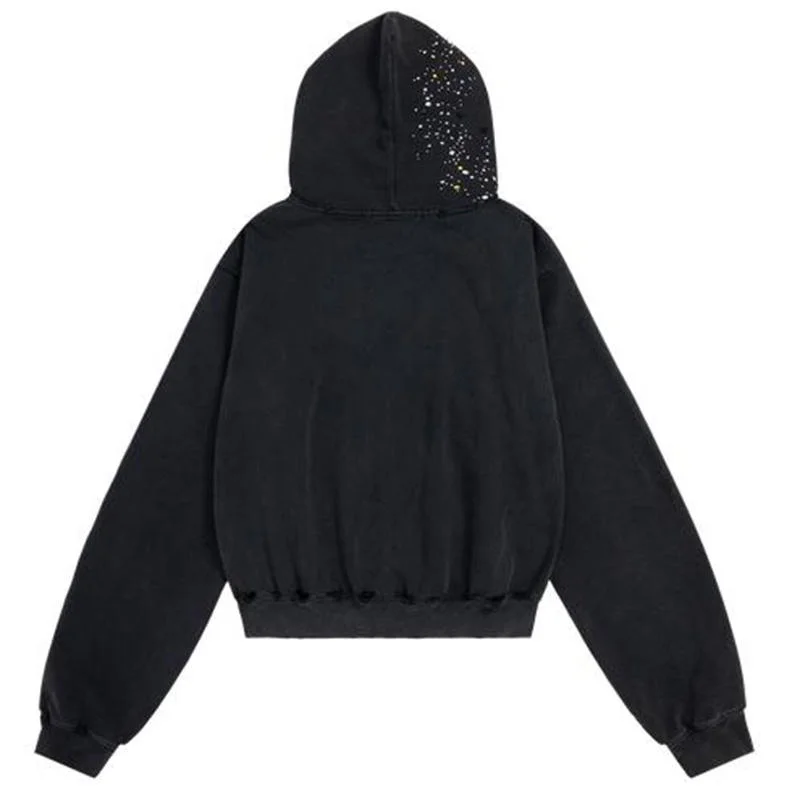 Unisex Popular Fashion Men's Classic Loose Hooded Zipper Cotton Solid Color Sticky Full Rhinestones Spring Autumn Casual Hoodies gallery 4