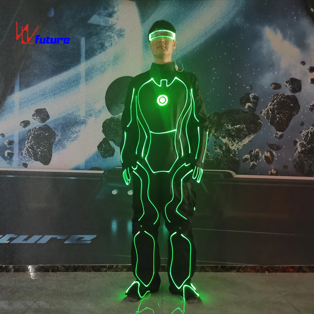 LED 라이트 트론 댄스 슈트 광섬유 로봇 의상 할로윈 글로우 파티 댄스 의상 퍼포먼스 웨어