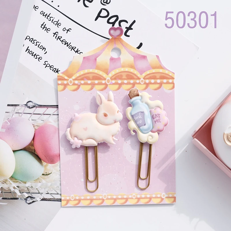 Nekoni Kawaii Stationery PVC Bookmark Reading Presents Paper Clips Fashion Paperclip for Office Stationery 