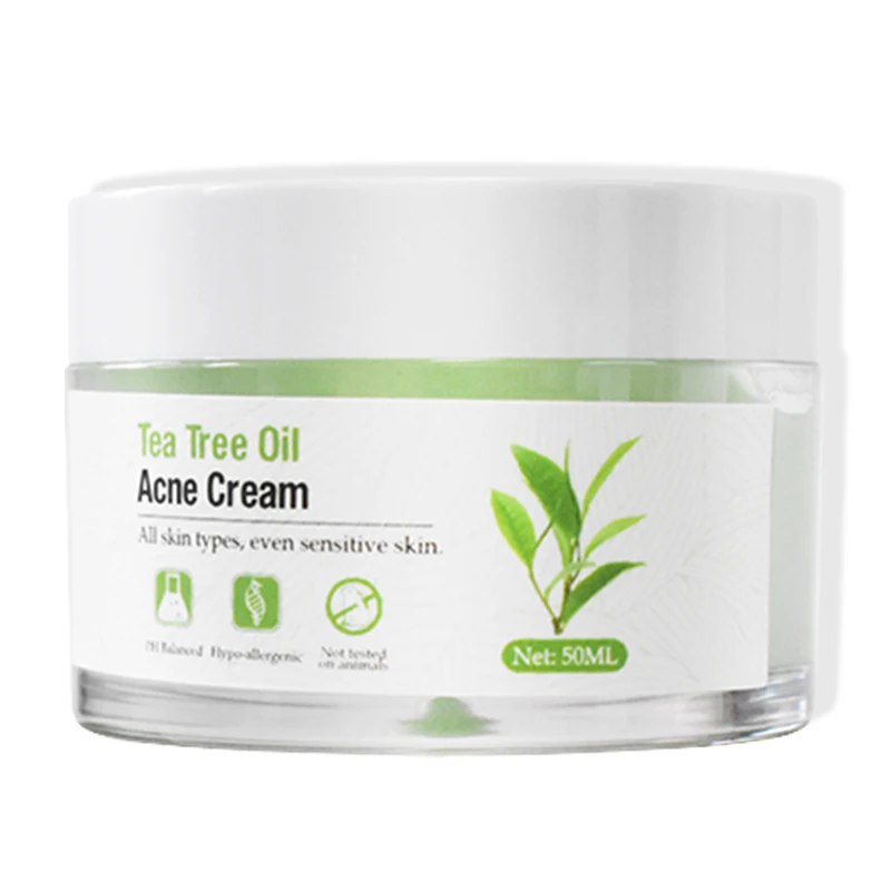 OEM Private Label Organic Tea Tree Oil Acne Face Cream Skin Care Acne Removal Moisturizer Hydrating Anti Acne Facial Cream