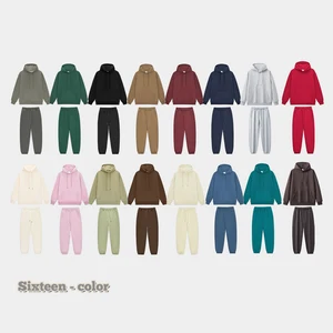 Wholesale 350Gsm Puff Printing Classic Fleece Thicken Men's Oversized Custom Print Sweatpants and Hoodie Set Custom Hoodies Set