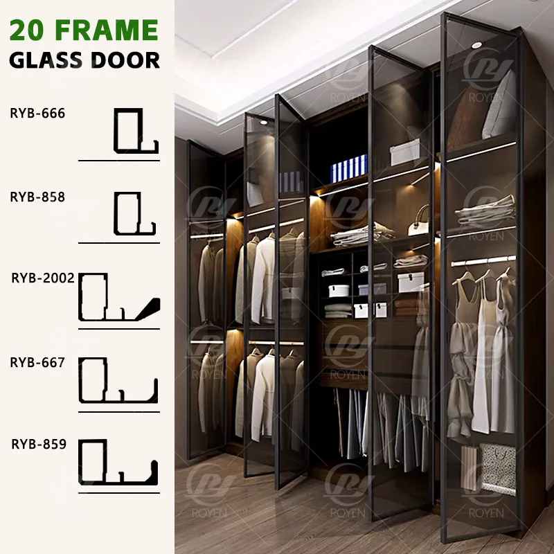 Aluminum 5mm Glass Slim Profile Door Frame for Kitchen Cabinets ...
