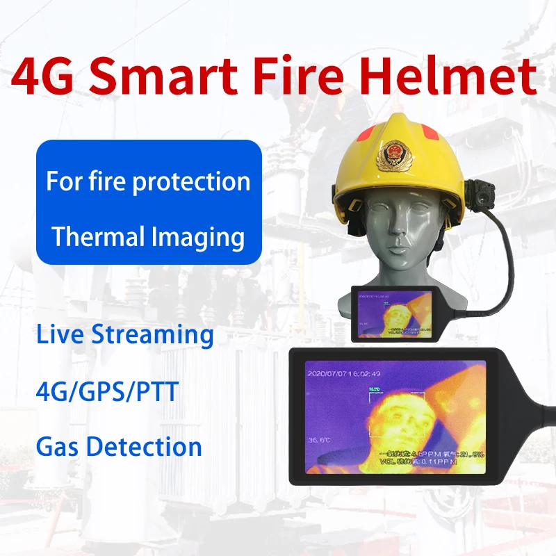 Fire Fighter 4G Helmet Gas Detection Thermal Imaging Helmet Camera