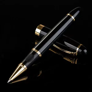 Custom Logo Business Office Signature Pen for Meeting and Gifts Luxury Heavy Fat Big design Black Metal Roller Ball Pen