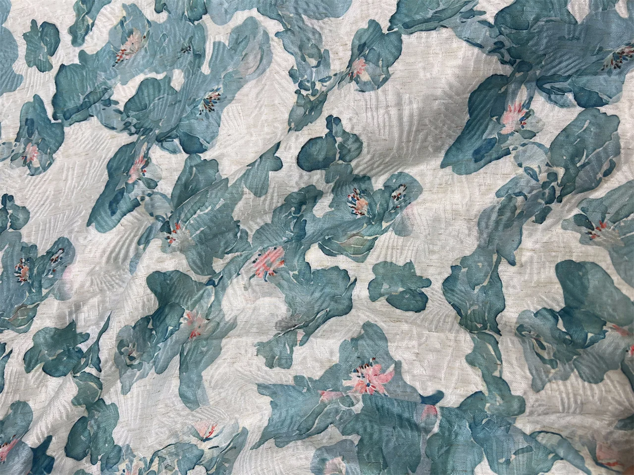 High Quality 100% Polyester Jacquard Printing Linen-Look Fabric for Garments and Dresses