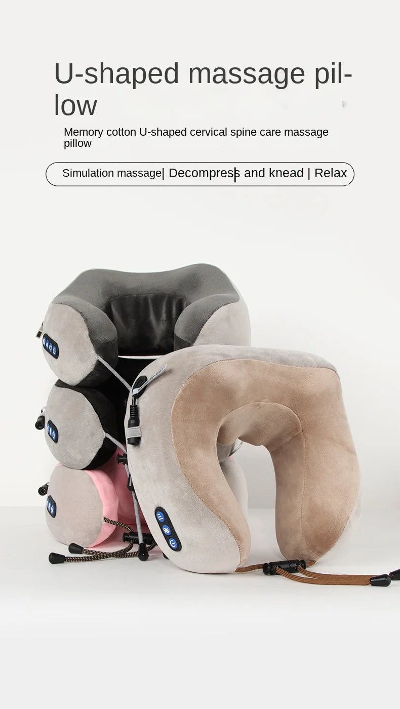 U Shaped Kneading Neck Massager Travel Pillow Car And Home Massage