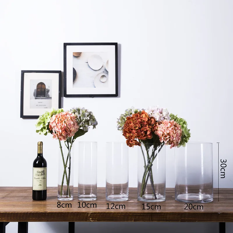 Высокий цилиндр на заказ Цветочная абстрактная зеленая квадратная стеклянная ваза для свадебного