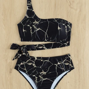 One Shoulder 2 Piece Bathing Suit Woman High Waist Bathing Suits Bikini for Women