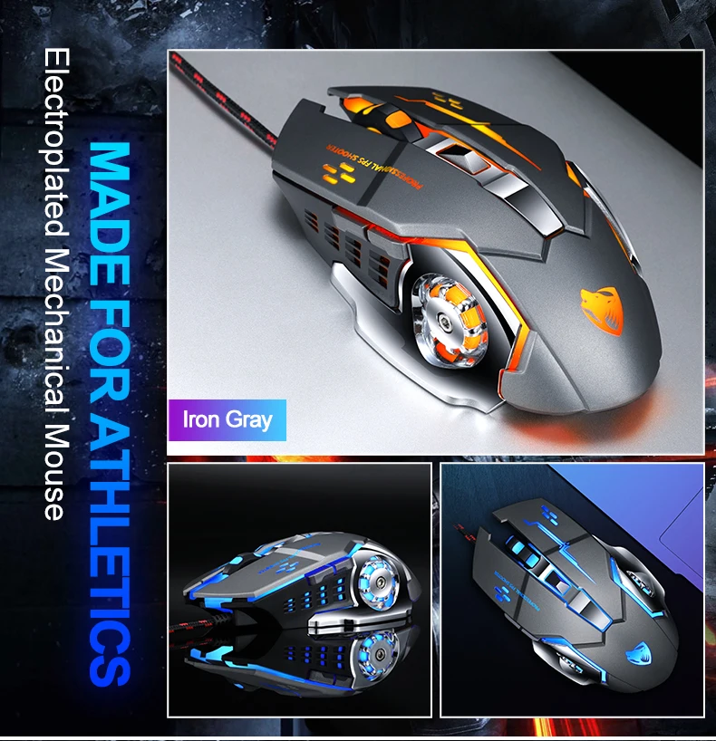 V6 Wired Gaming Mouse with Macro Programming, 3200 DPI and RGB Backlit ...